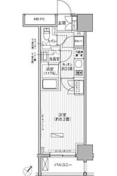 ヒューリックレジデンス駒込 1Kの間取図画像