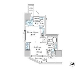 パークアクシス浅草橋二丁目 1DKの間取図画像
