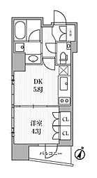 Dimus大手町NORTH 1DKの間取図画像
