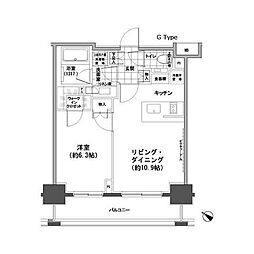 パークハビオ人形町 1LDKの間取図画像