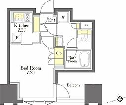 びゅうリエットグラン新宿戸山 1Kの間取図画像