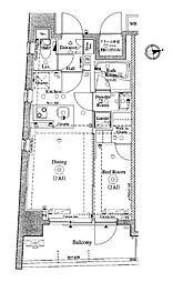 アクサス東新宿アジールコート 1DKの間取図画像
