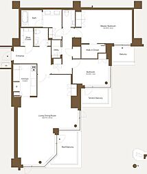 フォレストテラス鳥居坂 2LDKの間取図画像