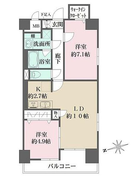 パークフラッツ日本橋馬喰町 1204｜東京都中央区日本橋馬喰町２丁目(賃貸マンション2LDK・12階・56.69㎡)の写真 その2