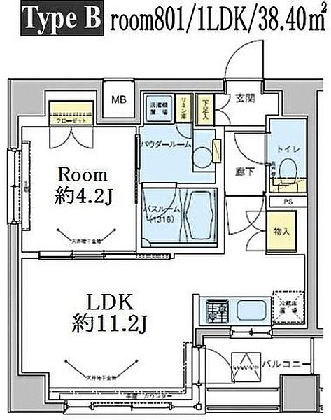 ドゥーエ五反田 801｜東京都品川区東五反田１丁目(賃貸マンション1LDK・8階・38.40㎡)の写真 その2