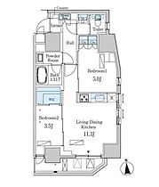 ライオンズフォーシア神田須田町  ｜ 東京都千代田区神田須田町２丁目19-1（賃貸マンション2LDK・13階・52.11㎡） その2