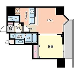 プライマル品川大森海岸 14階1LDKの間取り