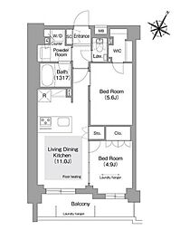 コンフォリア・リヴ文京護国寺 2LDKの間取図画像