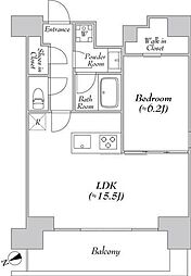 カナルフロント芝浦 10階1LDKの間取り