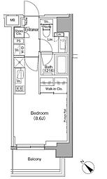 ザ・パークハビオ月島フロント 8階ワンルームの間取り
