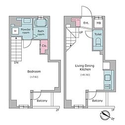 レジディア三越前 14階1LDKの間取り
