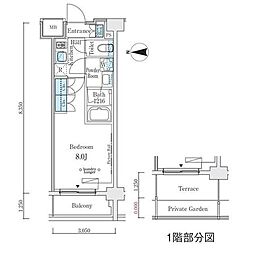 ウエリスアーバン中野坂上 311 3階1Kの間取り