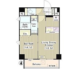 カーナ大井町 302 3階1LDKの間取り