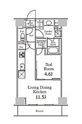 レジディア千駄木 3階1LDKの間取り