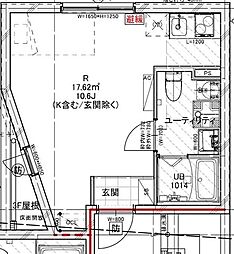 クレドコート品川中延 4階ワンルームの間取り