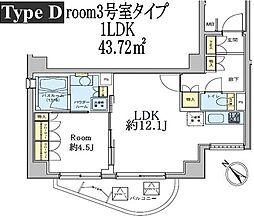 ドゥーエ五反田 8階1LDKの間取り