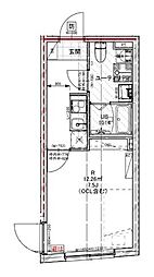 クレドコート品川中延 2階1Kの間取り