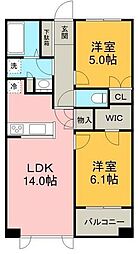 パークホームズセントラルシティ中央区湊 5階2LDKの間取り