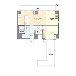グランジット東大前 6階2LDKの間取り