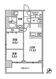 ジェノヴィア浅草5スカイガーデン 6階2LDKの間取り
