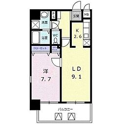 フェスタ元浅草 3階1LDKの間取り