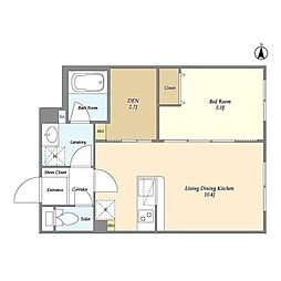 ウェルスクエアイズム下北沢ウエスト 1階1SLDKの間取り