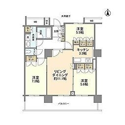 豊洲シエルタワー 2407 24階3LDKの間取り