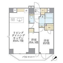 ルネサンス赤坂プレミアムコート 7階2LDKの間取り