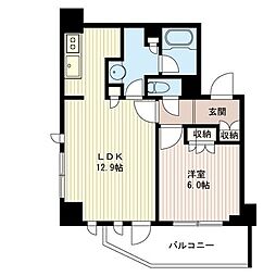 エスティメゾン北新宿 2階1LDKの間取り