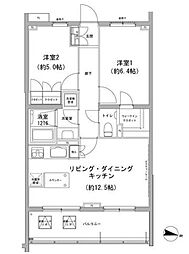 ヒューリックコート雪が谷 3階2LDKの間取り