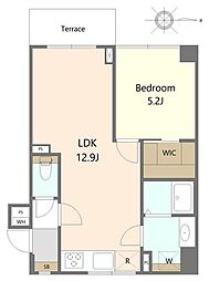 パティオ久が原 1階1LDKの間取り