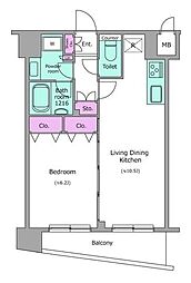 アーバネックス戸越銀座 6階1LDKの間取り