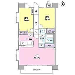 クレフォート大森 10階2LDKの間取り