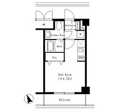 ブリリアント恵比寿 203 2階ワンルームの間取り