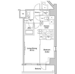 ザ・パークハビオ中野富士見町ガーデン 1LDKの間取図画像
