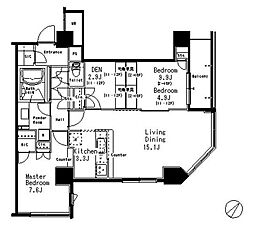 MFPR目黒タワー 2LDKの間取図画像