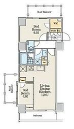 クレストコート中野富士見町 2LDKの間取図画像