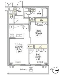 ミレーネ滝野川 2LDKの間取図画像