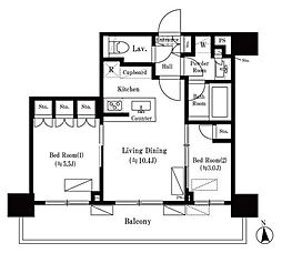 オアーゼ新宿西落合レジデンス 2LDKの間取図画像