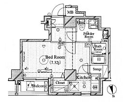 ル・リオン牛込柳町 1Kの間取図画像