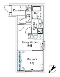 クレアテイフ学芸大学 1DKの間取図画像
