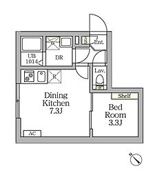 アグライア新宿横寺町 1DKの間取図画像