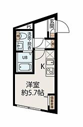 目黒エッジ ワンルームの間取図画像