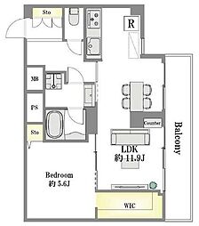 トーア新富マンション 1LDKの間取図画像