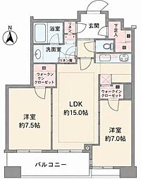 パークタワー勝どきサウス 2LDKの間取図画像