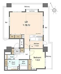 シルエタワーヨコハマ 1LDKの間取図画像