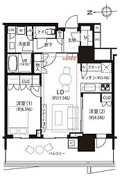 晴海フラッグ サンビレッジ T棟 2LDKの間取図画像