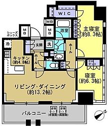 プラウドタワー渋谷 2LDKの間取図画像