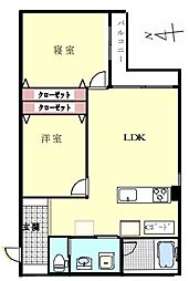 ローヤル若葉 2LDKの間取図画像