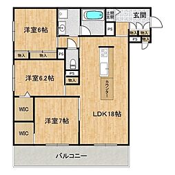 ジュエルコート（シャーメゾン） 3階3LDKの間取り